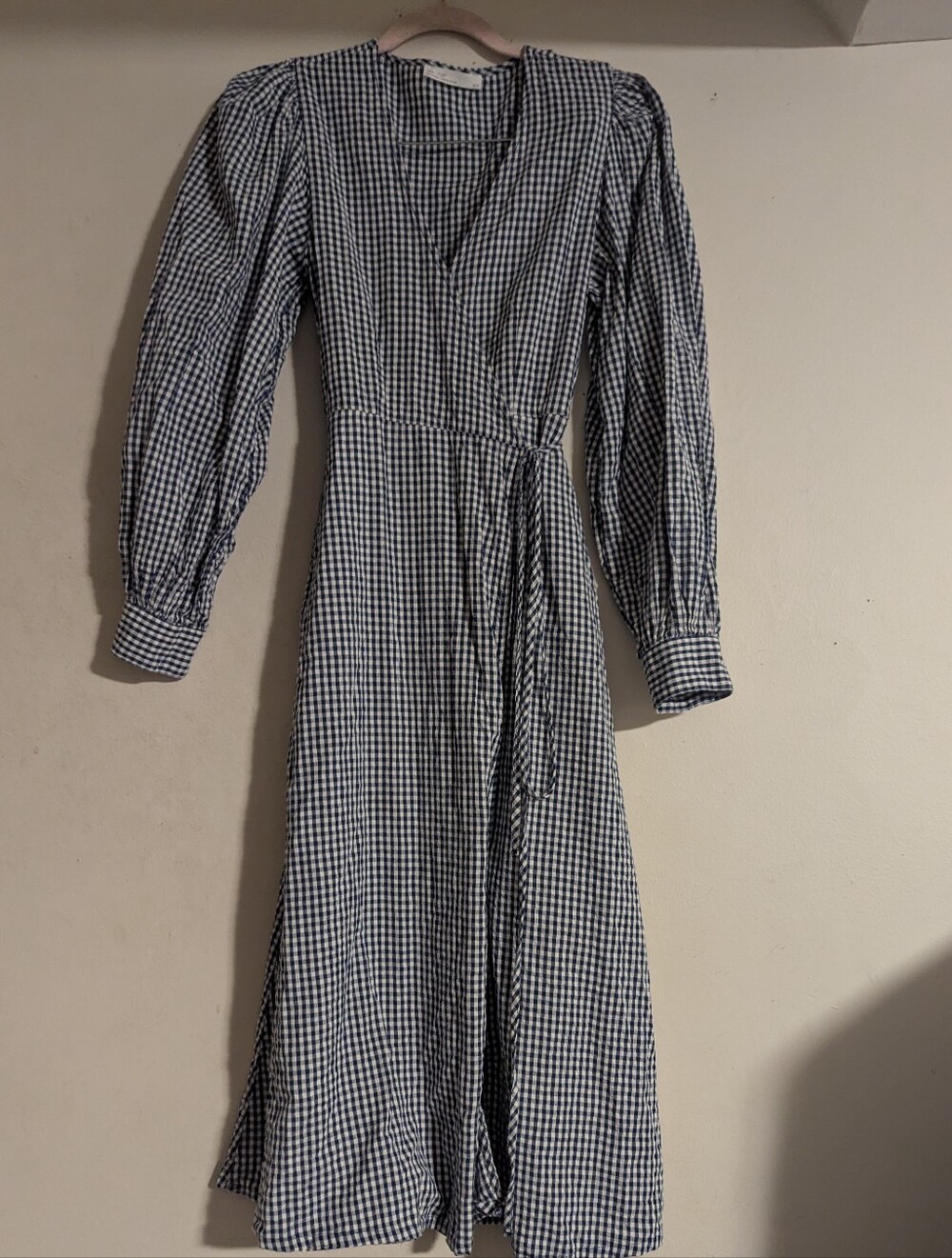 OAK + FORT GINGHAM SEERSUCKER WRAP DRESS - Picture 7 of 11